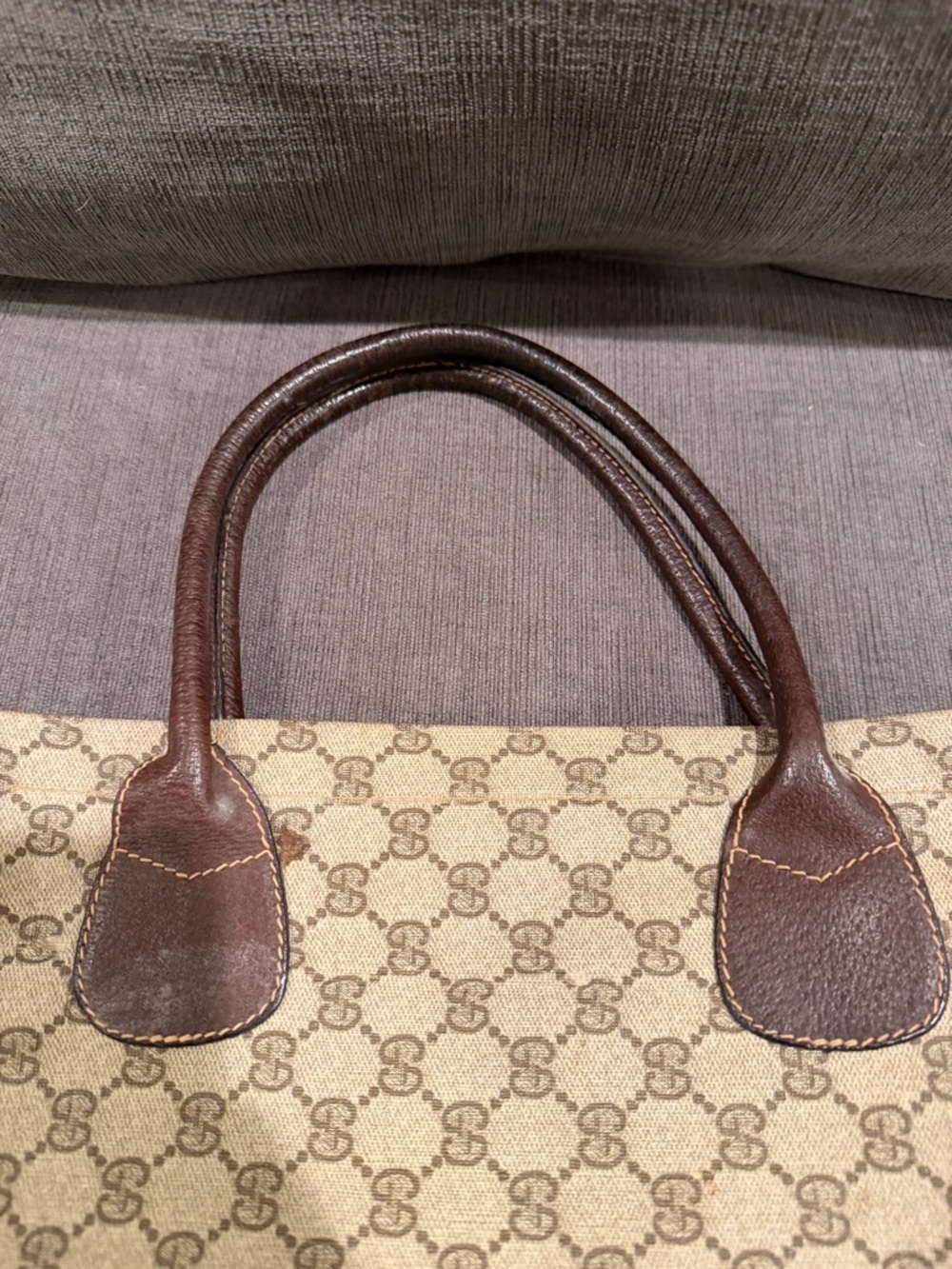 Gucci Vintage Tote Bag Monogram Tote Bag 1970s Canvas Beige - Picture 8 of 12